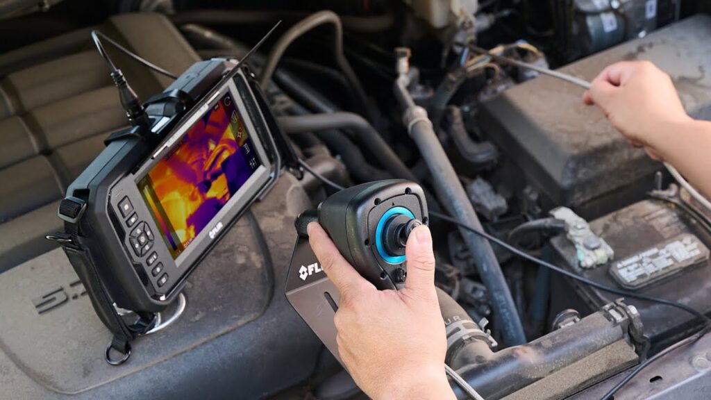 FLIR VS80 utilizado para inspecionar componentes internos de um veículo